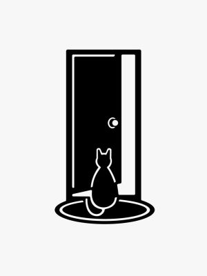 cat waiting door black